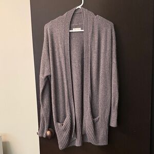 Gray Open Front Cardigan Sweater
